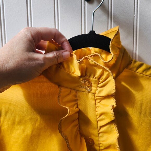 Vintage 1970's Bobbie Brook's Marigold Yellow Ruffle Bib Front Blouse - Picture 8 of 14